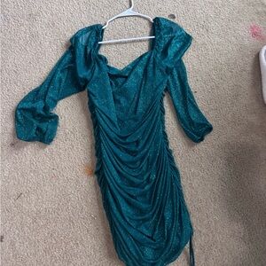 Jump Green and Blue Ruched Bodycon Maxi Dress with Sweetheart Neckline